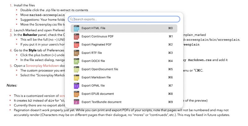 Export Panel