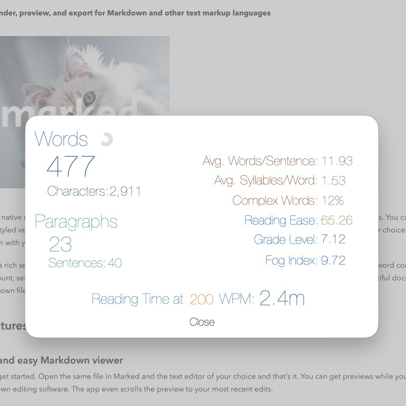 Advanced Statistics popup