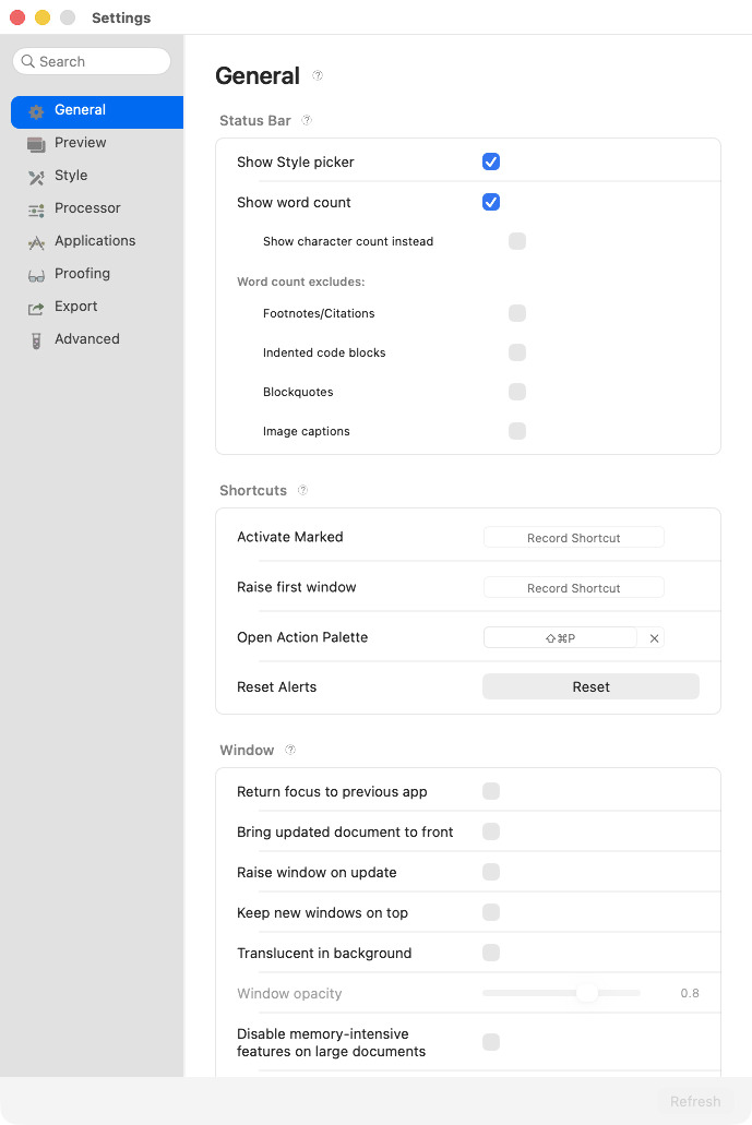 Settings: General