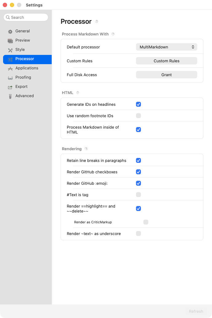 Settings: Processor