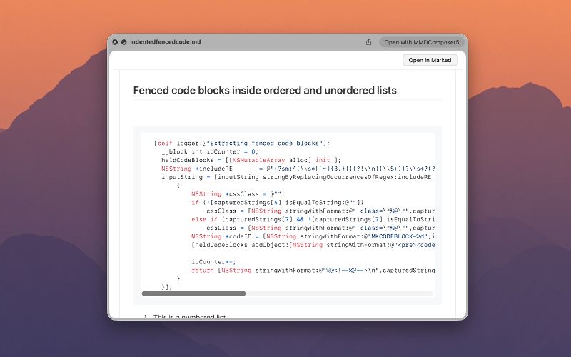 Quick Look preview showing math, checklists, and advanced Markdown rendering